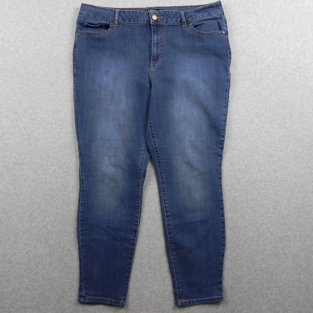D. Jeans Womens 20W Plus Skinny Ankle 5-Pocket Stretch Flex Denim Medium Blue